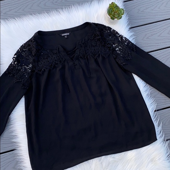 Express Tops - Express black lace tie up top